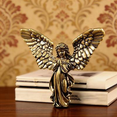 Vintage Brass Angel Cupid Statue Handmade God of Love Desktop Decor Home Decor Gift for Lovers Exquisite Artwork
