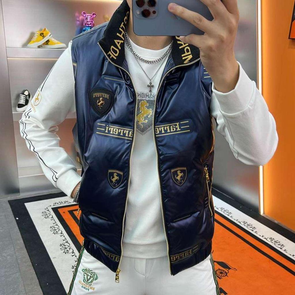 European Trendy Men's High-End White Duck Down Vest - Fashionable, Versatile, and Warm Jacket