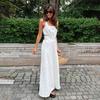 2026 French Elegant White Maxi Dress Hollow Out Backless A Line Sleeveless Vacation