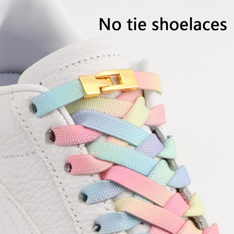 No Tie Shoe Laces Metals Croos Locks Elastic Shoelaces for Sneakers Fashion Convenient Lazy Shoes Lace Accessories 1 Pair