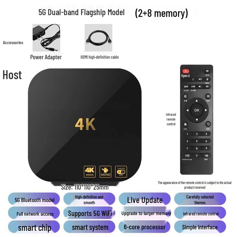5G Dual-Band 4K HD Cinema & TV Streaming Box with Universal Mobile Screen Casting