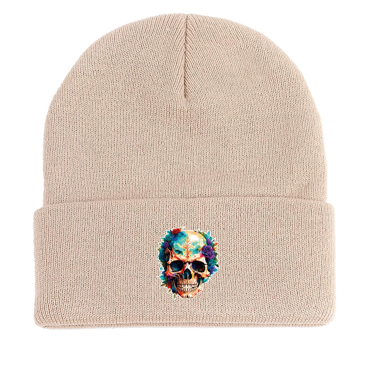 

Кепка в стиле хип-хоп, шапки-бини, женская зимняя шапка с принтом черепов, забавная шапка, головной убор, однотонный, ветрозащитный, эластичный, легкий, Skullies, шапки-бини as the picture бежевый