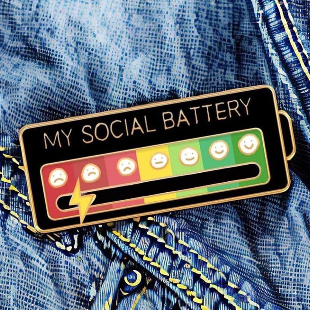 Broche Mood Social Battery - 2 Pièces, 7 Niveaux D'humeur Pour Exprimer Votre état D'esprit Sans Parler