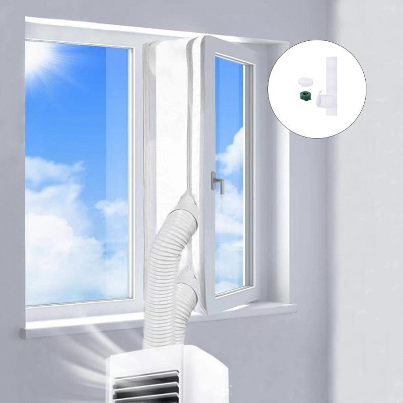 Waterproof Air Lock Window Seal Set Portable Air Conditioning Window Sealing Cloth Insulation Curtain with Zippers