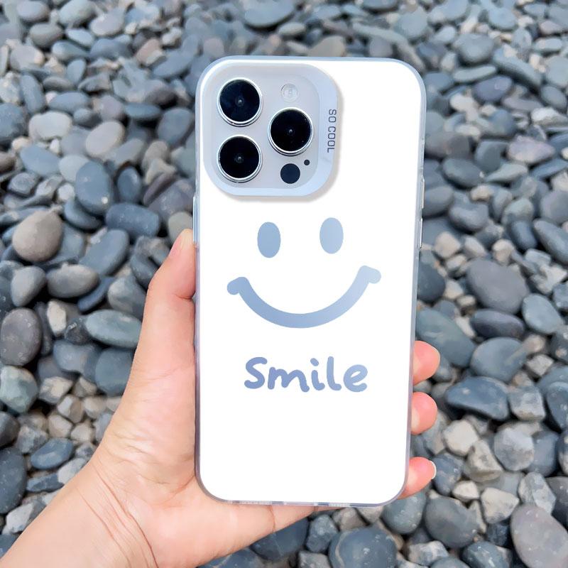 Cute Cartoon Smile Face Phone Case for IPhone 11 12 13 Mini Pro Max 14 15 Pro Max Plus Shockproof Matte Laser Back Cover Fundas