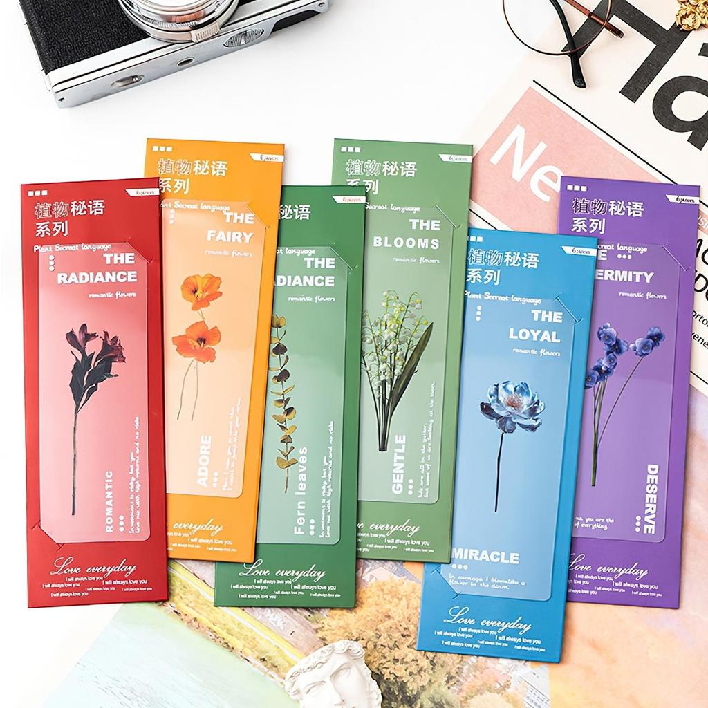 6 Stück Pflanzen Flüstern PVC Lesezeichen Set Natur Pflanzen Blumen Transparent Markierer Seite Notizhalter Schule Lesen Geschenk