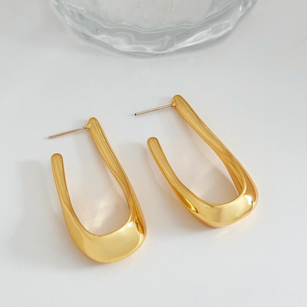 18k Gold Electroplated Geometric Water Drop Earrings - European & American Fashion