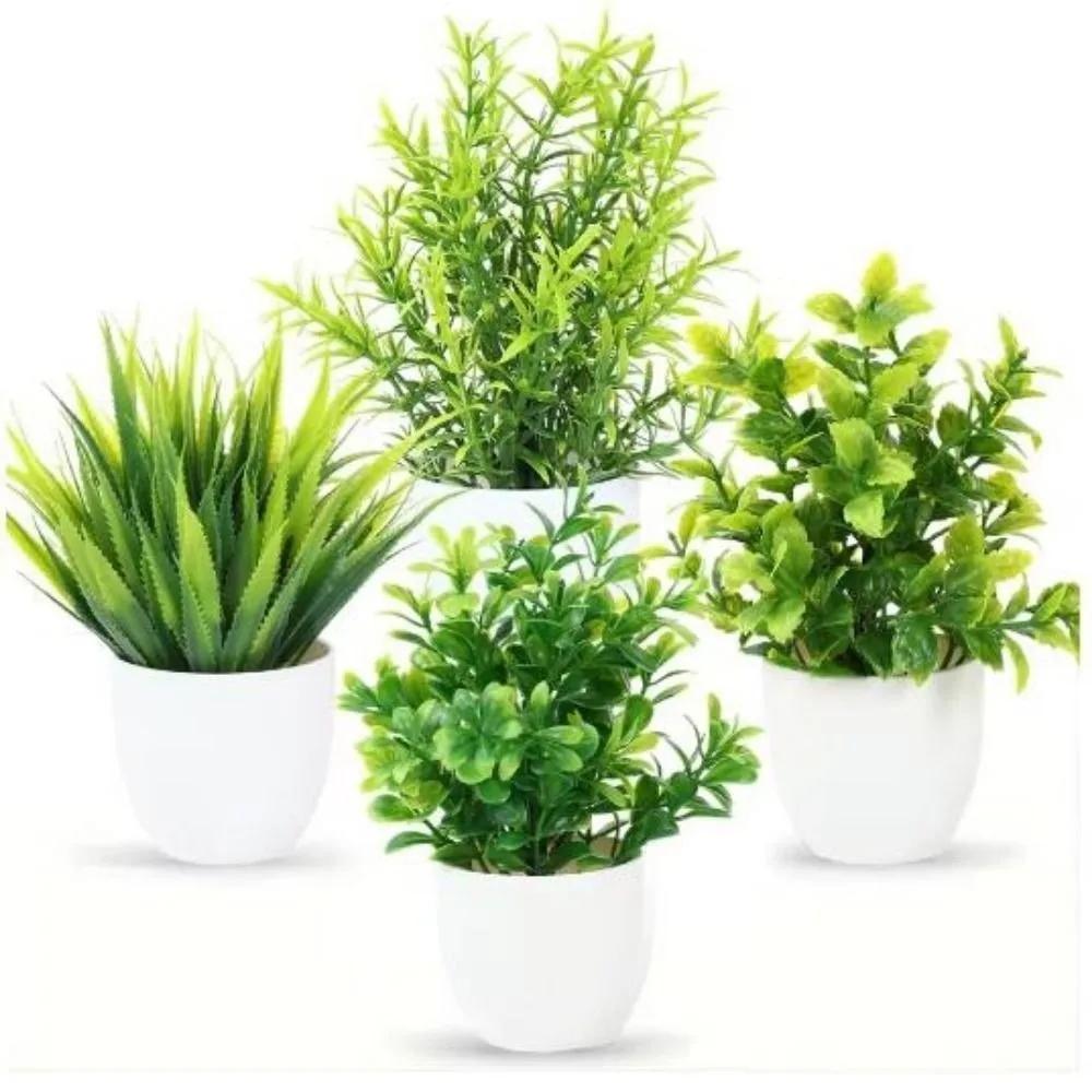 Plastic Artificial Plants Potted 8 Styles Home Garden Decor Grass Plants Pot Ornament Green Bonsai Small Tree