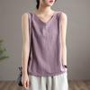 Women Vest Sleeveless Loose Pullover Soft Casual V Neck Solid Color