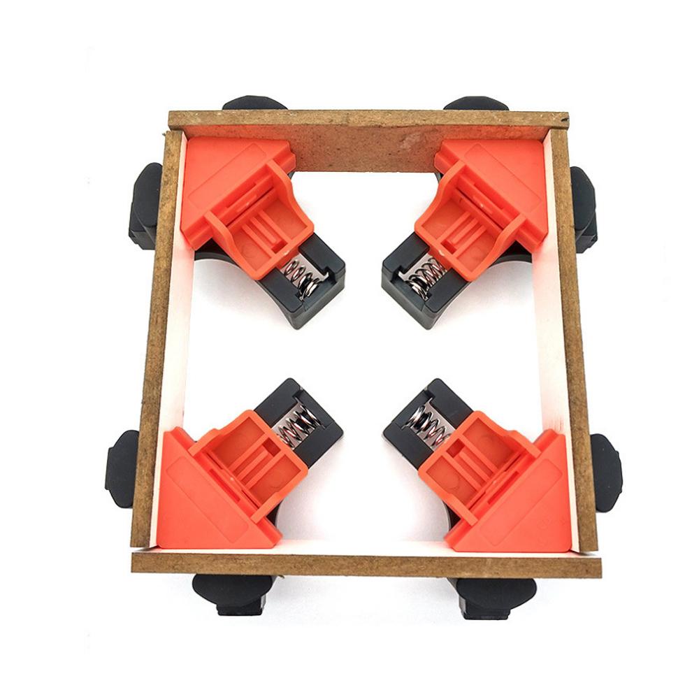 4Pcs Adjustable Corner Clamps – Right Angle Woodworking Fixing Clips for Cabinet Assembly, Drilling & Furniture Joinery