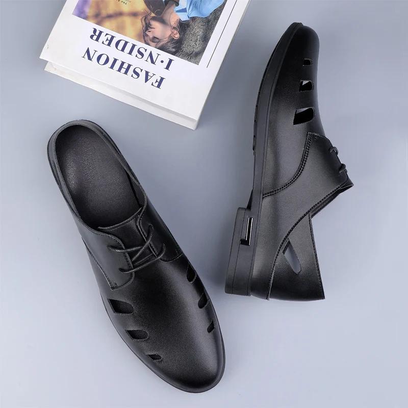 Роскошные брендовые белые кожаные мужские сандалии — фото 3