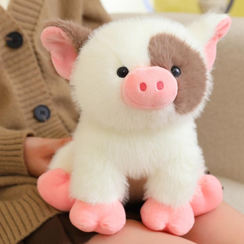 Sitzendes Sparschwein Puppe Plüschtier Flauschiges Cartoon Schwein Tier Plüschtier Gepunkt Rosa Weiß Braun Beruhigendes Geschenk