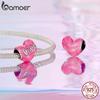 AMOER Solid 925 Srebro Sterling Różowe Serce Charm Koralik pasuje Oryginalna Bransoletka i Naszyjniki Biżuteria Bamoer Infinity Love Charm