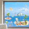 New Fresh Sun Beach Anime Window Stickers Self-Adhesive Decals for Bedroom Dorm Aquarium Decor