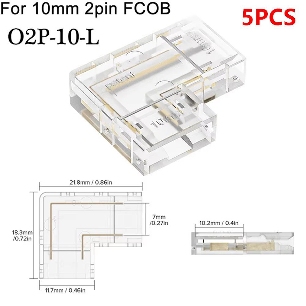 5Pcs/Set Transparent L-Shaped Corner LED Strip Connector  For 5mm 8mm 10mm 2/3/4pin FOB Tape Light