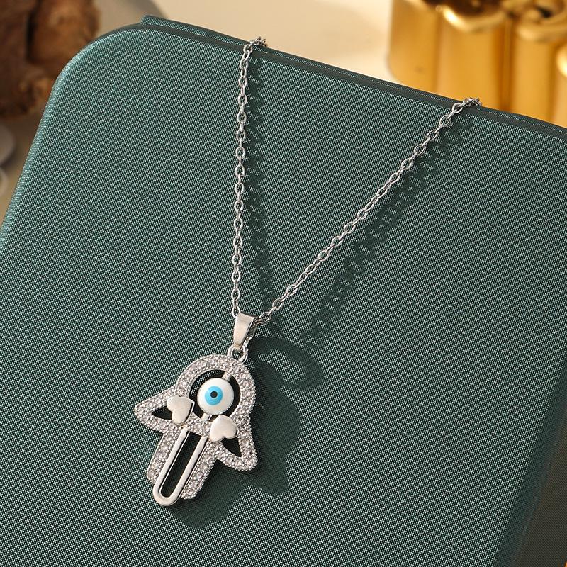 Beliebte Halskette mit blauem bösen Blick aus Titanstahl für Damen – Vielseitiger und personalisierter Schlüsselbeinkettenschmuck