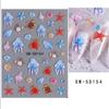 Jellyfish Summer Beach Nail Stickers Colorful Shell Starfish Conch Fish Adhesive Sliders Embossed Decals Manicure Foils Decor