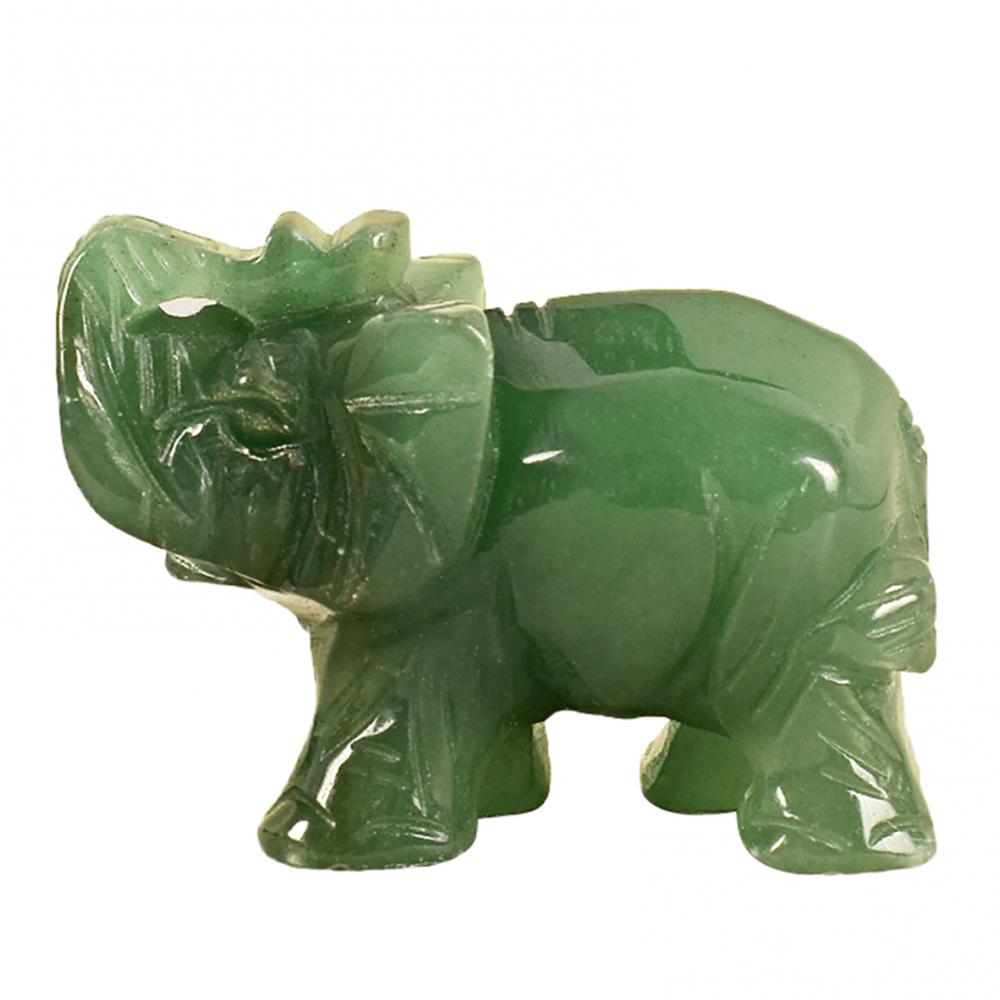 New 5cm Hand Carved Artificial Green Aventurine Jade Stone Elephant Statue Decor