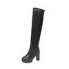 European and American Solid Color Knee Boots, Rear Zipper Thick Heel Boots, Tall Korean Version, New Women's Shoes Boots In Winter 2025