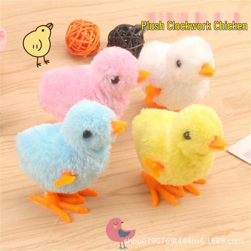 Cute Wind-Up Yellow Chicken Plush Toy - Nostalgic Educational Toy for Children