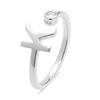 Ring - LUXENTER - Alphabet - Sterling Silver 925 - Brilliant Zirconia - Rhodium-plated Finish