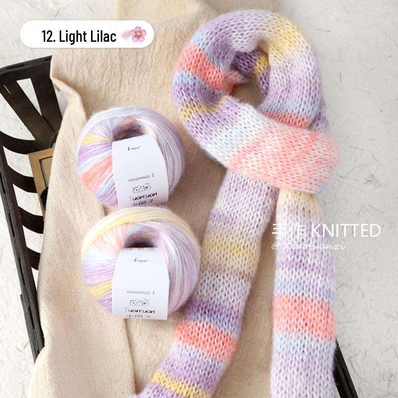 Silk Gradient Rainbow Mohair Yarn Pack for Hand-knitted Scarf/Shawl