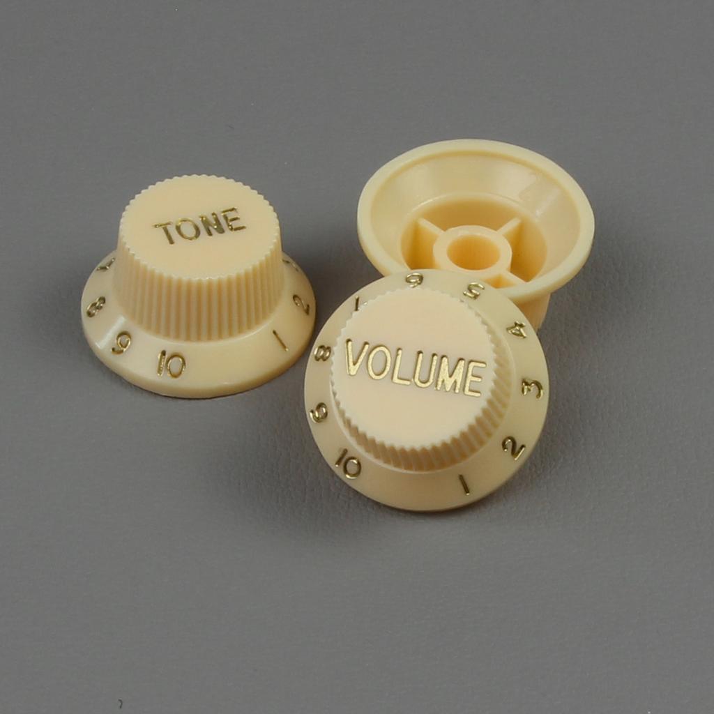 FLEOR 3PCS Plastic ST Guitar Knobs 2T1V Volume Tone Control Knobs Top Hat Caps Buttons Electric Guitar Parts