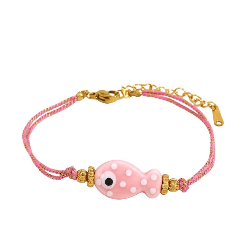 Fish Inspired Knotted Stainless Steel Cord Bracelet With Customizable Length Portable Accessory Stylish Outfits