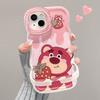 Winnie the Pooh Strawberry Bear for Apple 15 Mobile Phone Case Huawei Mate60pro Dual Bracket 14 Cute 13 Cartoon 11