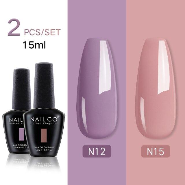 NAILCO 2 цвета, 15 мл, набор гель-лаков для ногтей Vernis, полуперманентный УФ-светодиодный гель для дизайна ногтей, принадлежности для профессионалов, отмачиваемый верхний слой