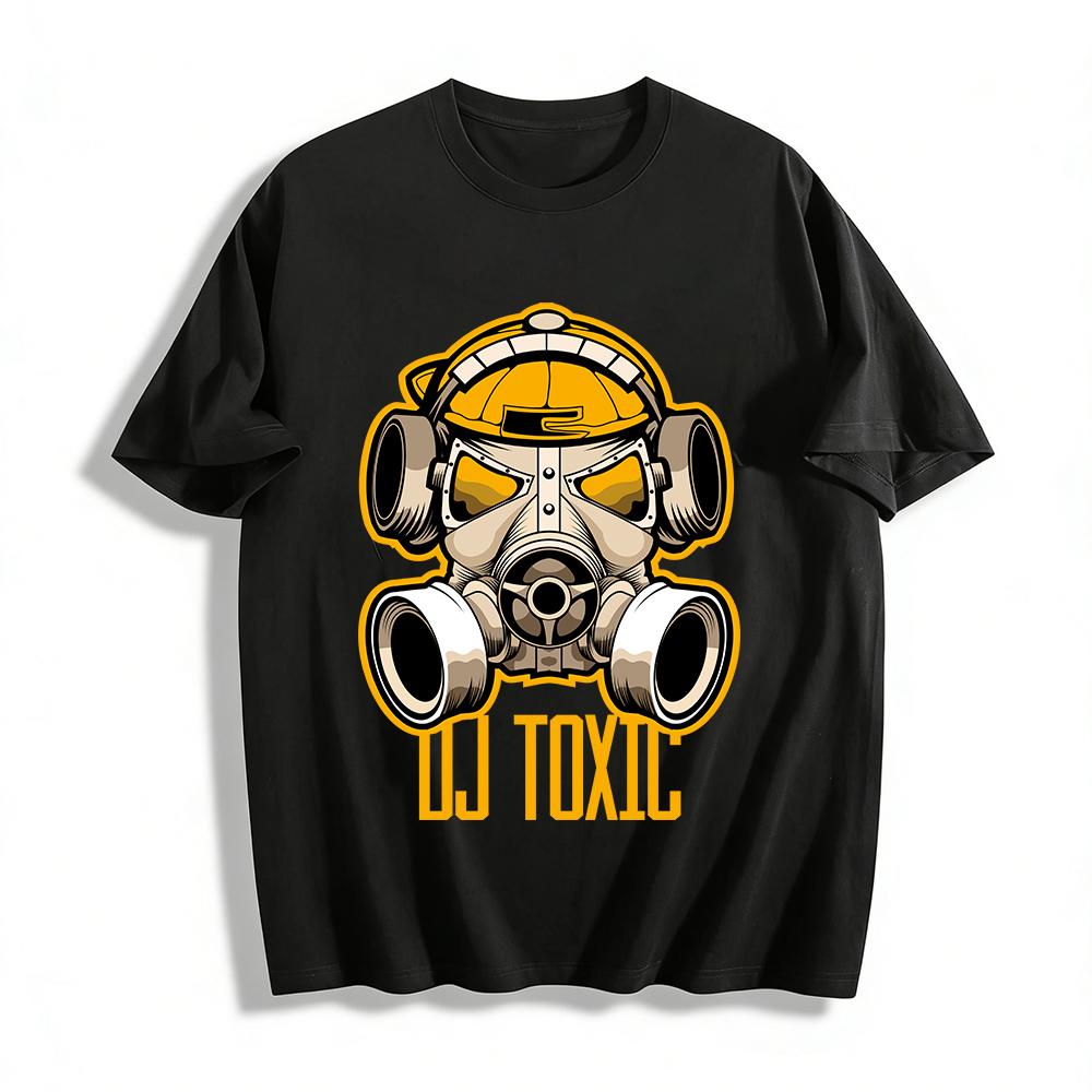 

Cool DJ TOXIC Gas Mask Print Casual Short Sleeve T-Shirt Pure cotton T-shirt XXS