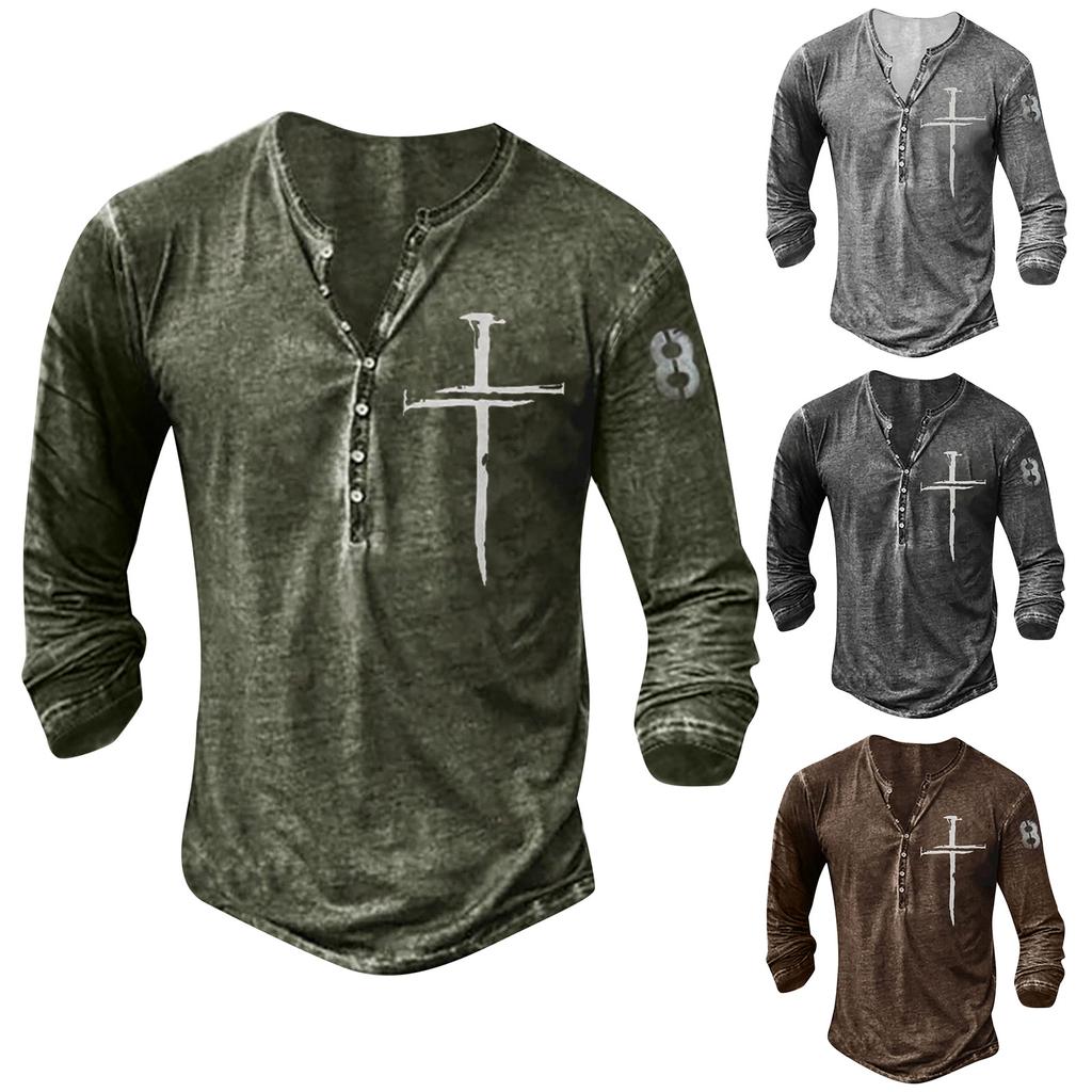 Men's Long Sleeve Graphic And Embroidered Fashion T-Shirt Spring And Long Sleeve Printed Pullover Sweatshirt