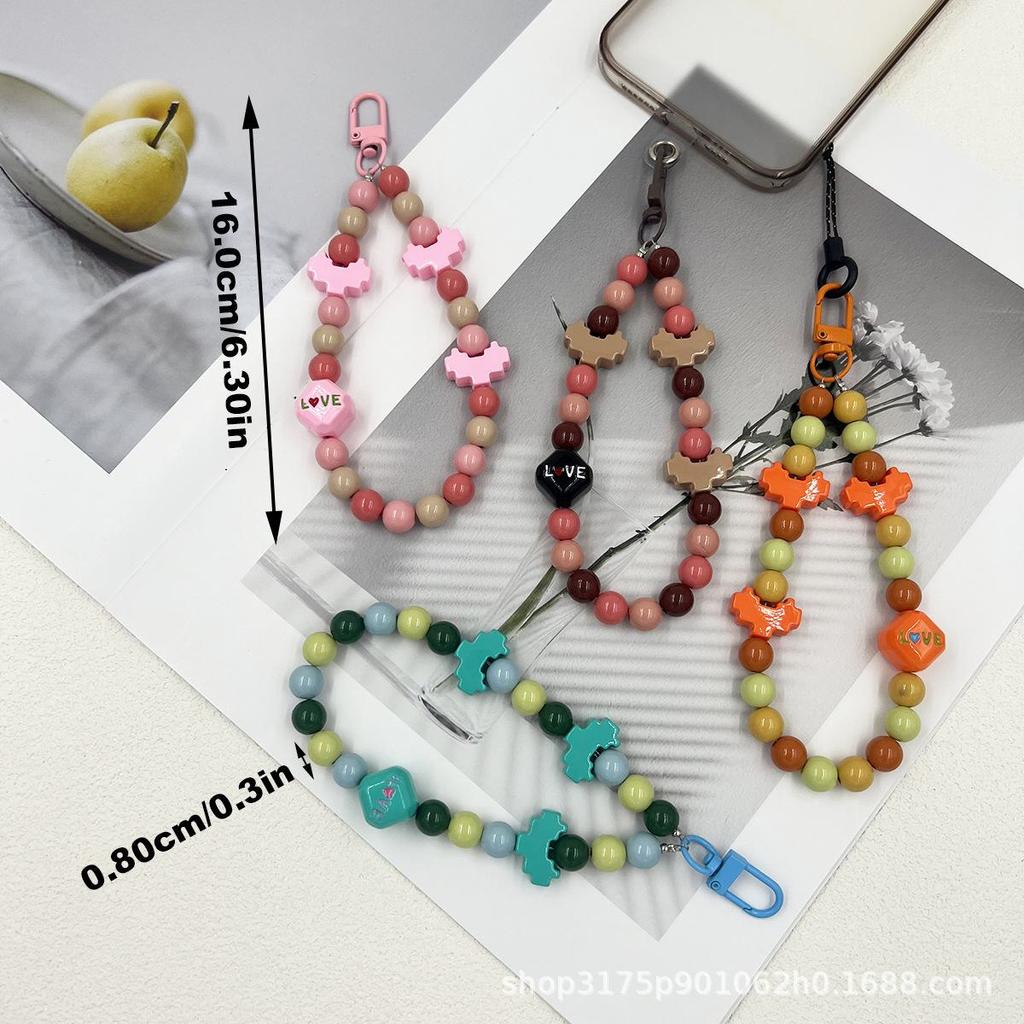 Acrylic Cute Cartoon Mobile Phone Lanyard with Dual Accessories for Versatile Use As Keychain and Bag Accessory.