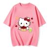 2026 Summer Hello Kitty Cartoon Printed Short Sleeve Pure Cotton Tshirt Womens Family Matching Outfits Classic Fashion Tee Top