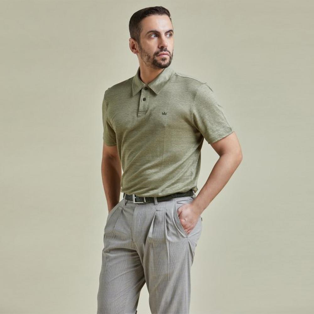 Lambda Men S Linen Polo Shirt Field Olive 26116