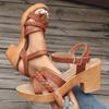 Fashion Ankle Strap High Heels Sandals for Women 2024 Summer Platform Gladiator Sandalias Mujer Weaving Cross Band Chunky Heeled Sandles