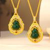 Forbidden City Series Rhinestone Jade Gourd Pendant - Exquisite Court Style Necklace for Women