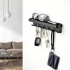 Wall Keychain Self-adhesive Key Holder Wall Mounted Storage Bag With Door Entry Channel And Office Hook Black