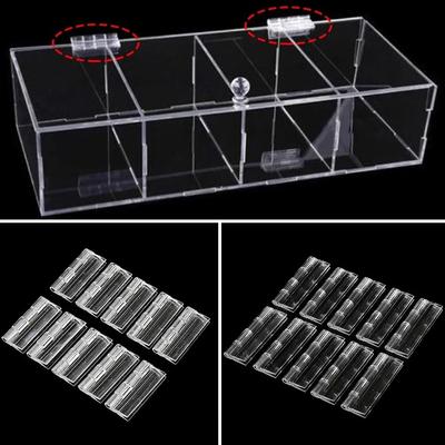 10Pcs Cabinet Hardware Furniture DIY Box Cabinet Door Hinges Transparent Acrylic Folding Hinges 270 Degree Clear Hinge Tools