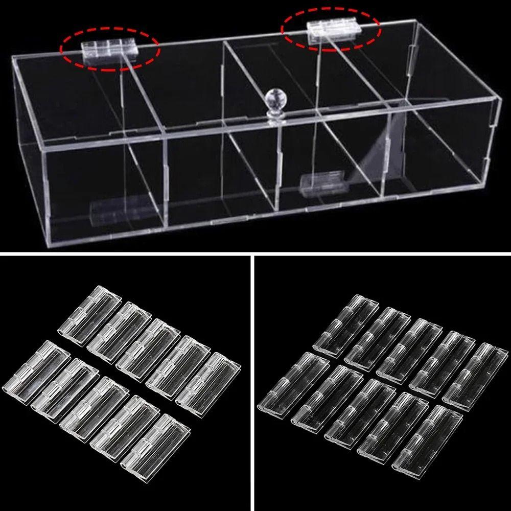10Pcs Transparent Door Hinges Clear Furniture Hardware Durable Folding Hinge  DIY Cabinet Door Box