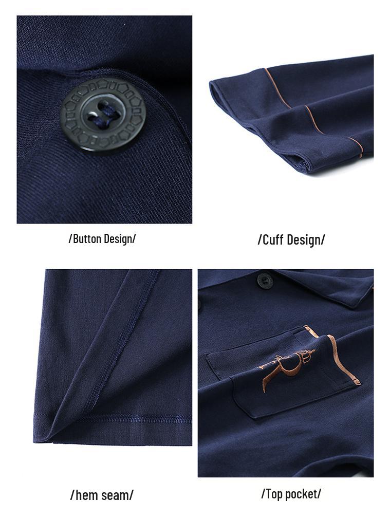 Men's Plus Size Cotton Pajama Set - Long-Sleeved, Ideal for Middle-Aged & Elderly, Spring to Winter Wear