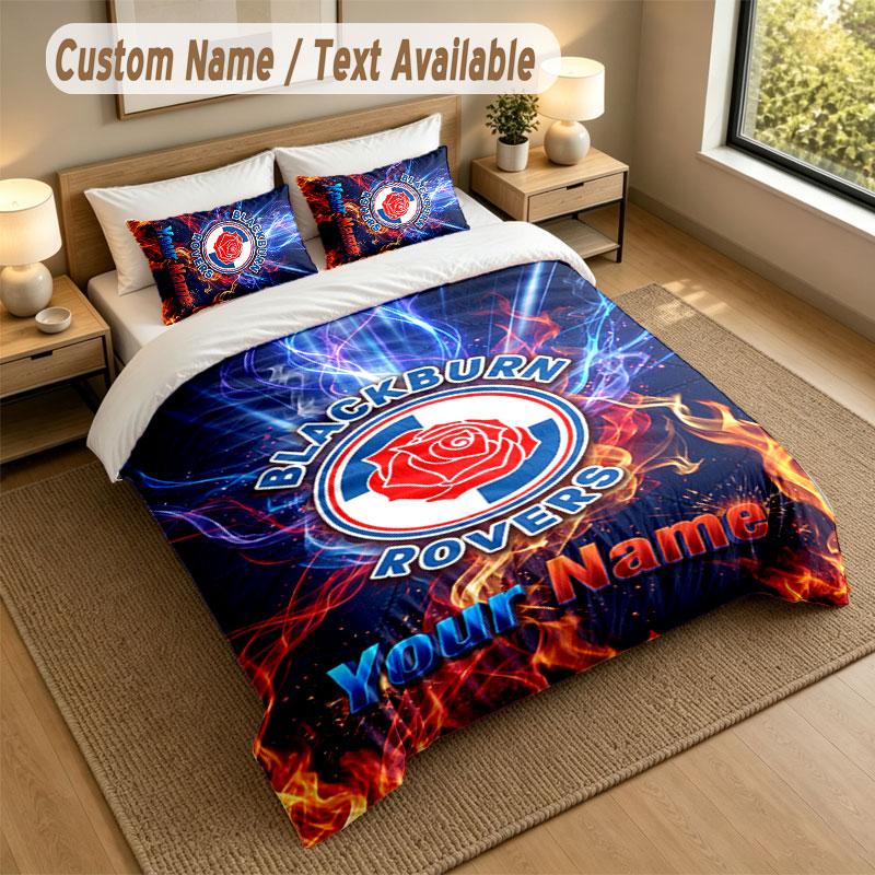 Bedding Set 1 Duvet Cover 2 Pillowcases Blackburn Rovers Football Print Soft Bed Linen Bedroom Decor