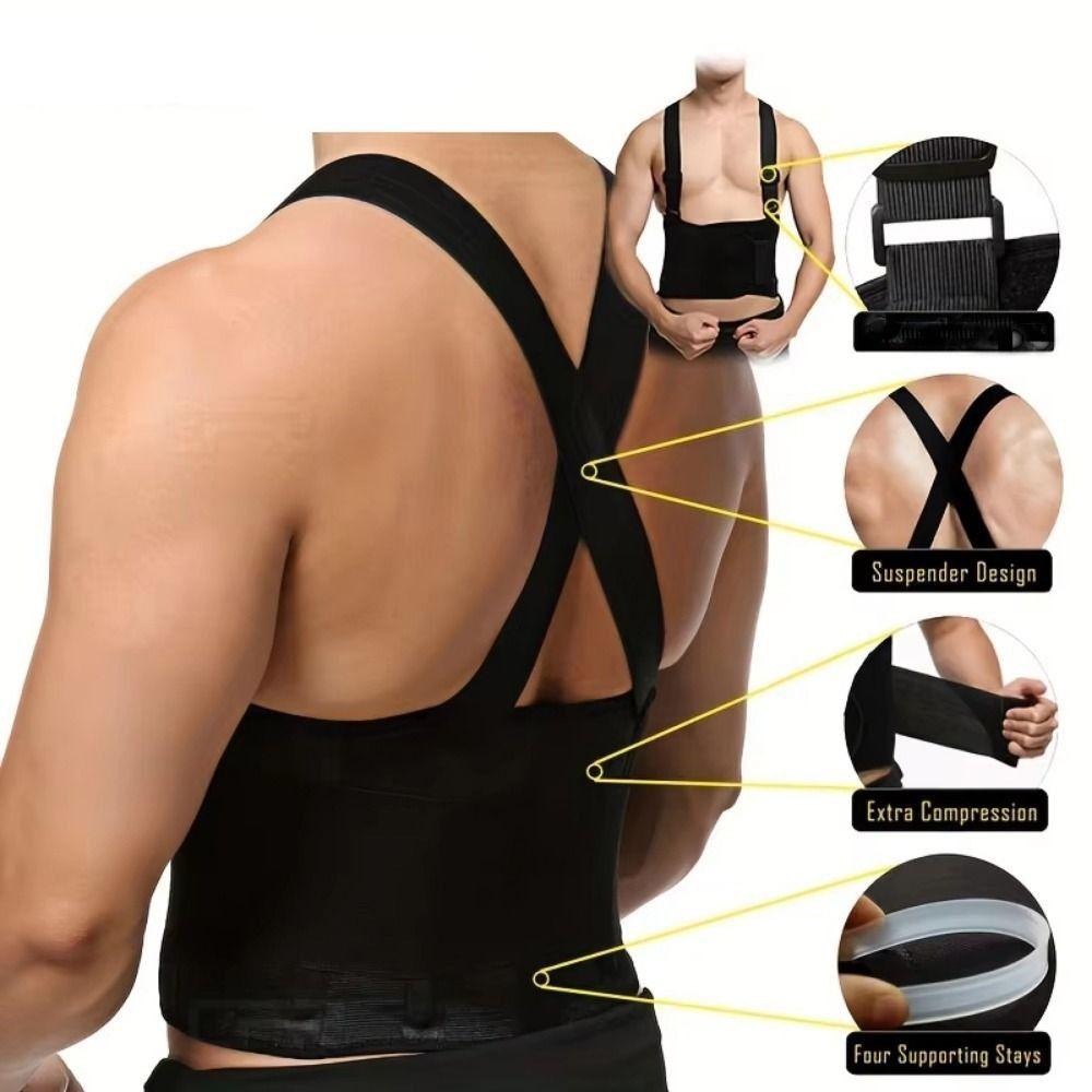 Breathable Heavy Duty Back Brace With Suspenders Lumbar Corset Sports Activities