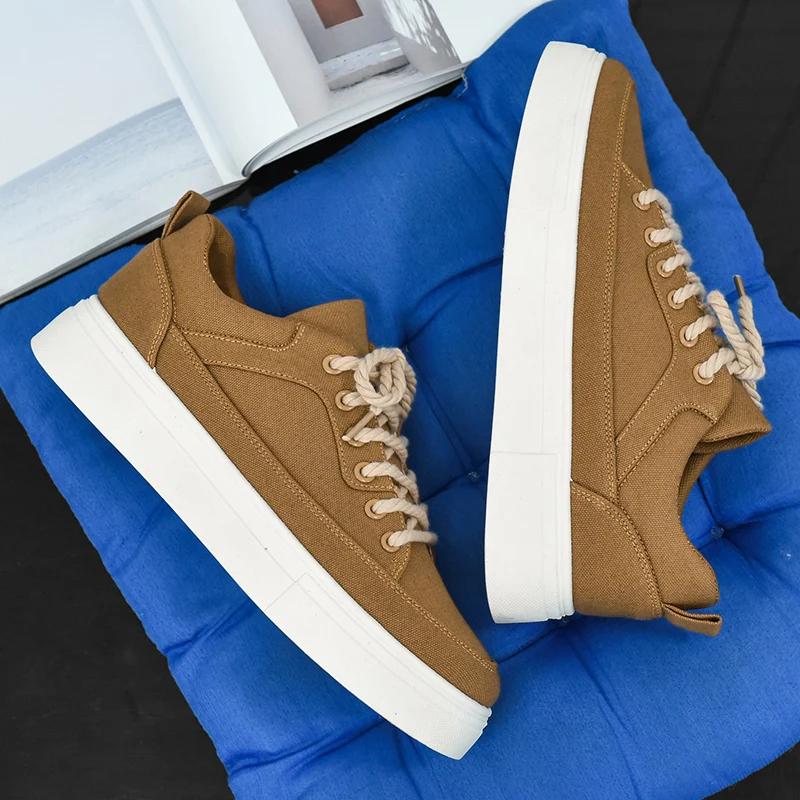 

Повседневные кроссовки из парусины на платформе, спортивная обувь, лоферы, скейтборд, мягкая и удобная износостойкая обувь для мужчин, мужские кроссовки 44 коричневый