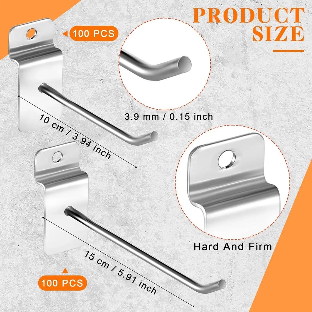 100PC Supermarket Shelf Slot Plate Hook Jewelry Display Shelf Accessories Single Line Hooks Slot Plate Hooks Metal Display Hooks