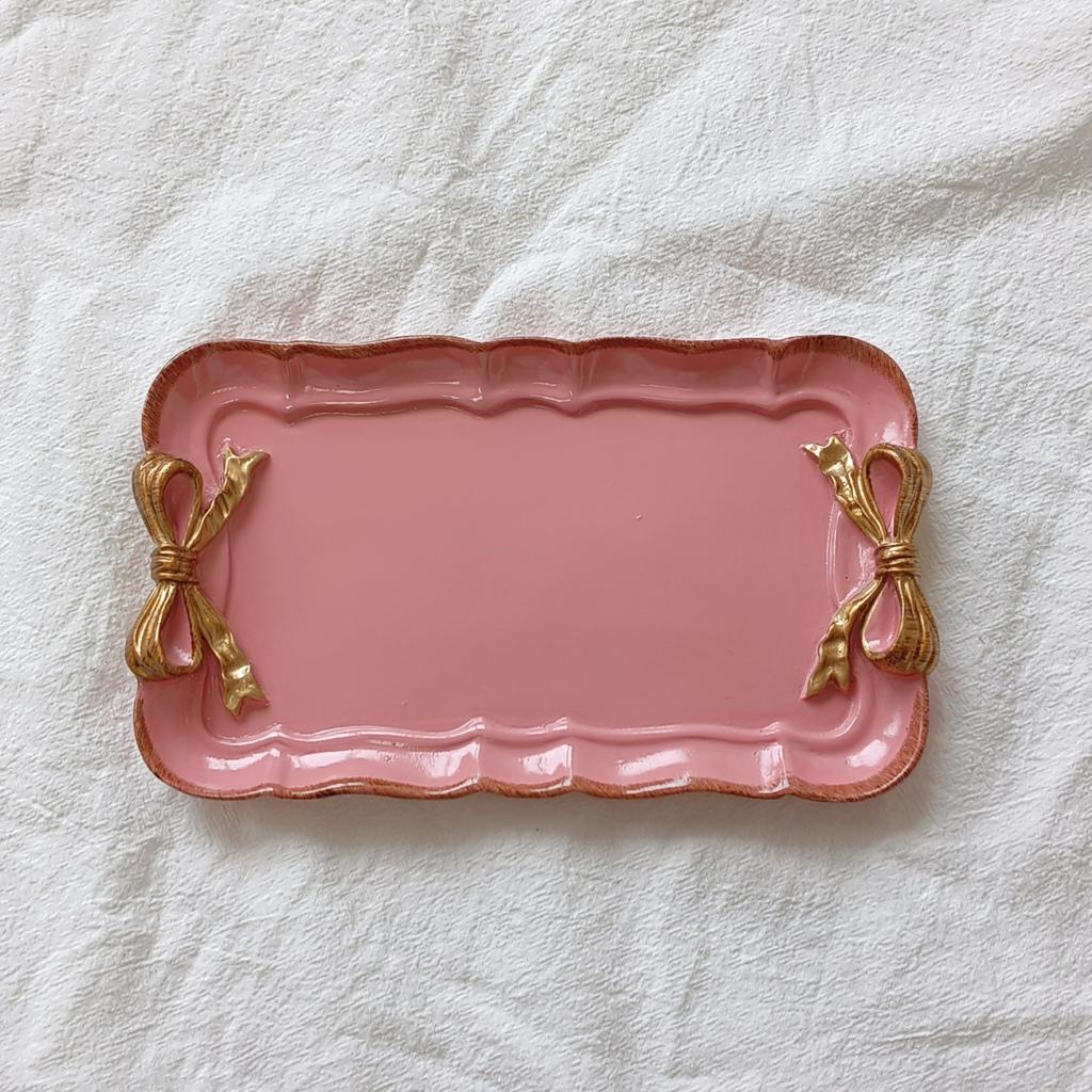 Retro Dessert Plate Dessert Plate Bow Tie Tray Resin Home Fruit Plate Ornaments Plate Jewelry Tray Home Decor