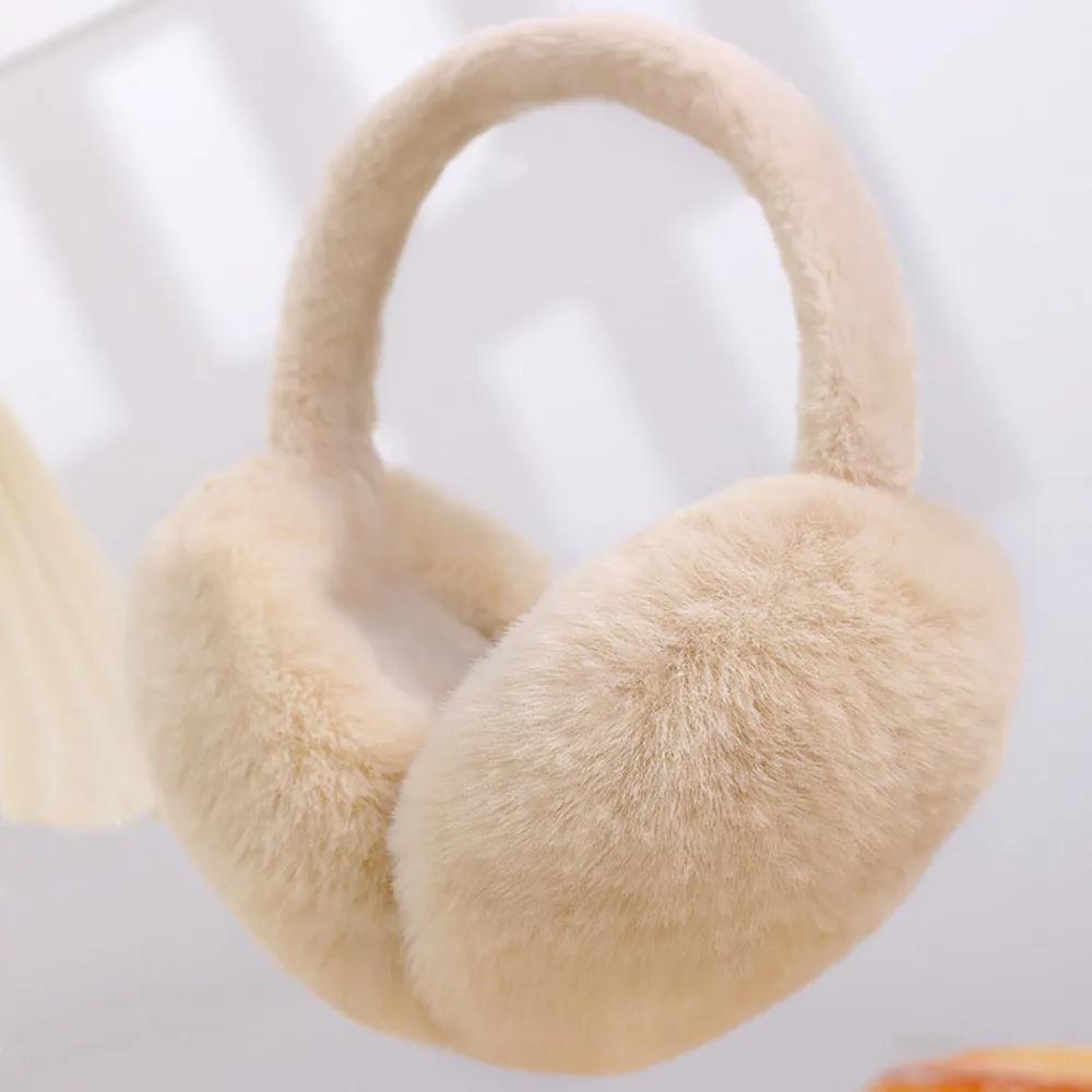 Morbido peluche scaldino per le orecchie inverno caldo paraorecchie per donna uomo moda colore solido paraorecchie protezione dal freddo esterno paraorecchie copertura per l'orecchio