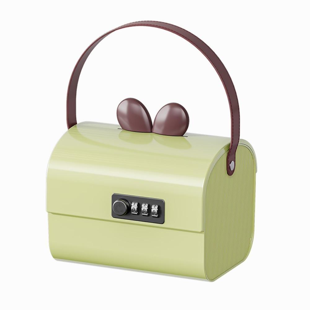Large Capacity Bunny Ears Storage Box Plastic Material Multi-functional Kids Savings Box Cartoon Design Lockable Feature