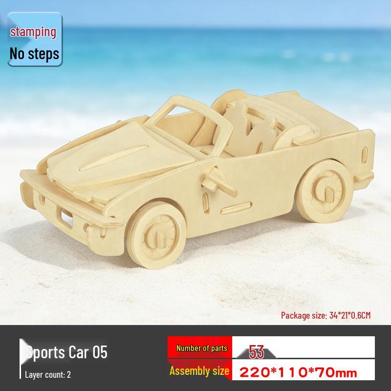 Wooden 3D Puzzle Car - Educational Handmade Toy for Kids