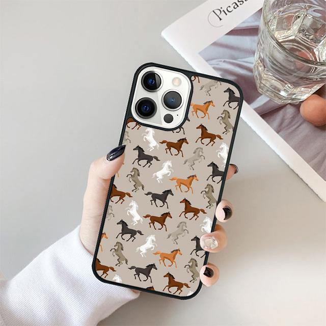 Horses Pattern Collage Phone Case Cover For iPhone 17 Air 15 16 14 13 12 Pro Max 11 Pro Max Plus Coque Shell
